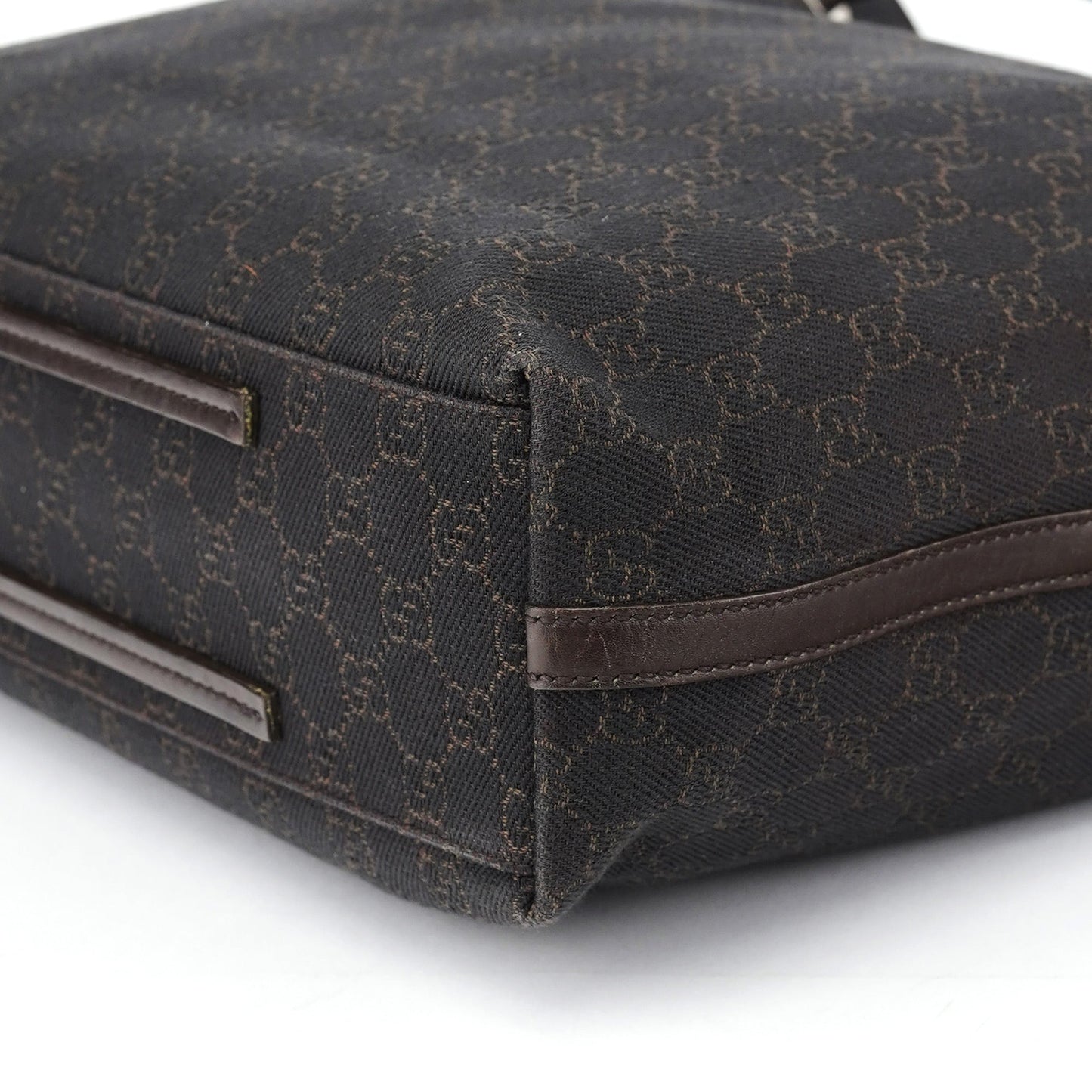 Brown Canvas Leather GG Tote Bag