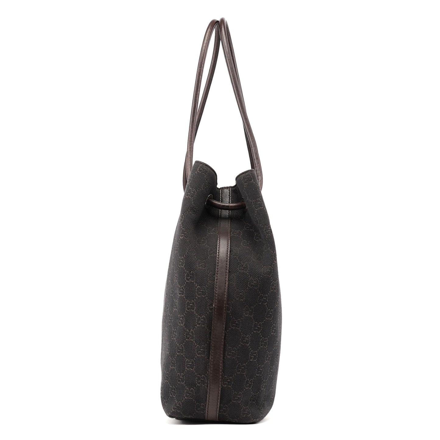 Brown Canvas Leather GG Tote Bag