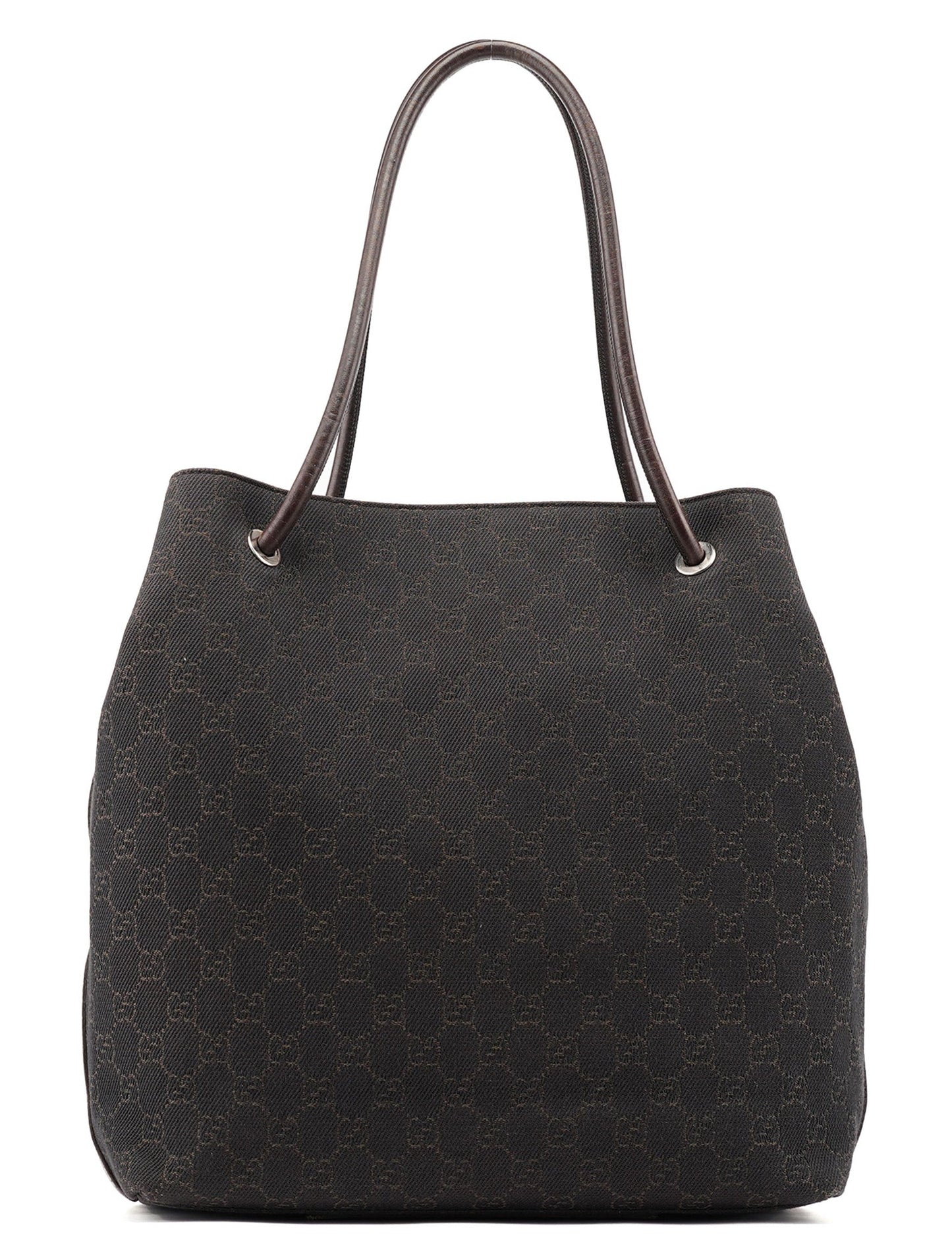 Brown Canvas Leather GG Tote Bag