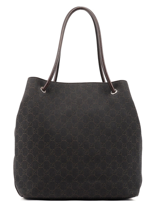 Brown Canvas Leather GG Tote Bag