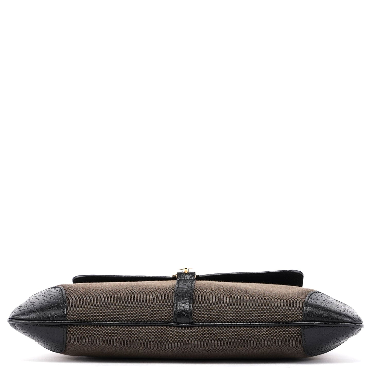 Brown Canvas Leather Jackie Bamboo Shoulder Bag