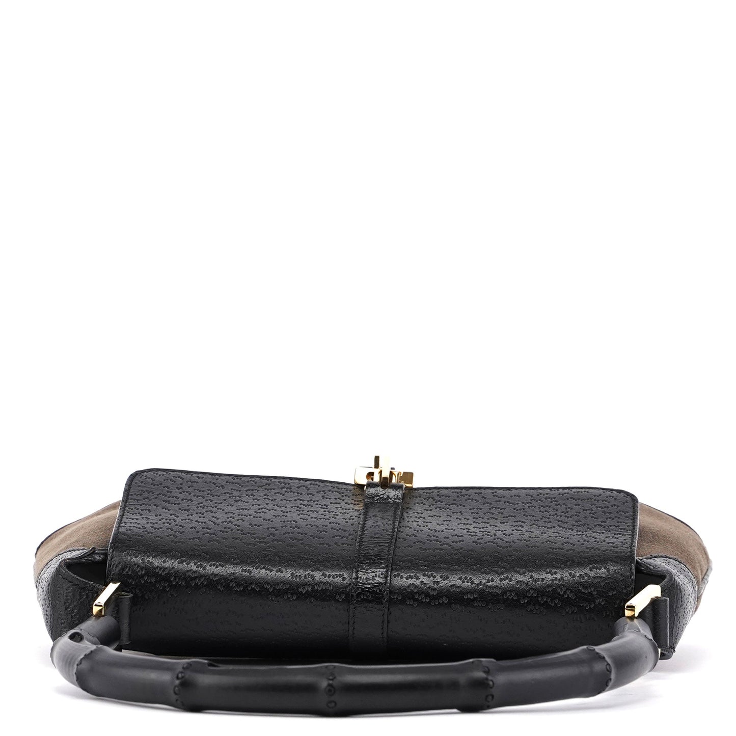 Brown Canvas Leather Jackie Bamboo Shoulder Bag