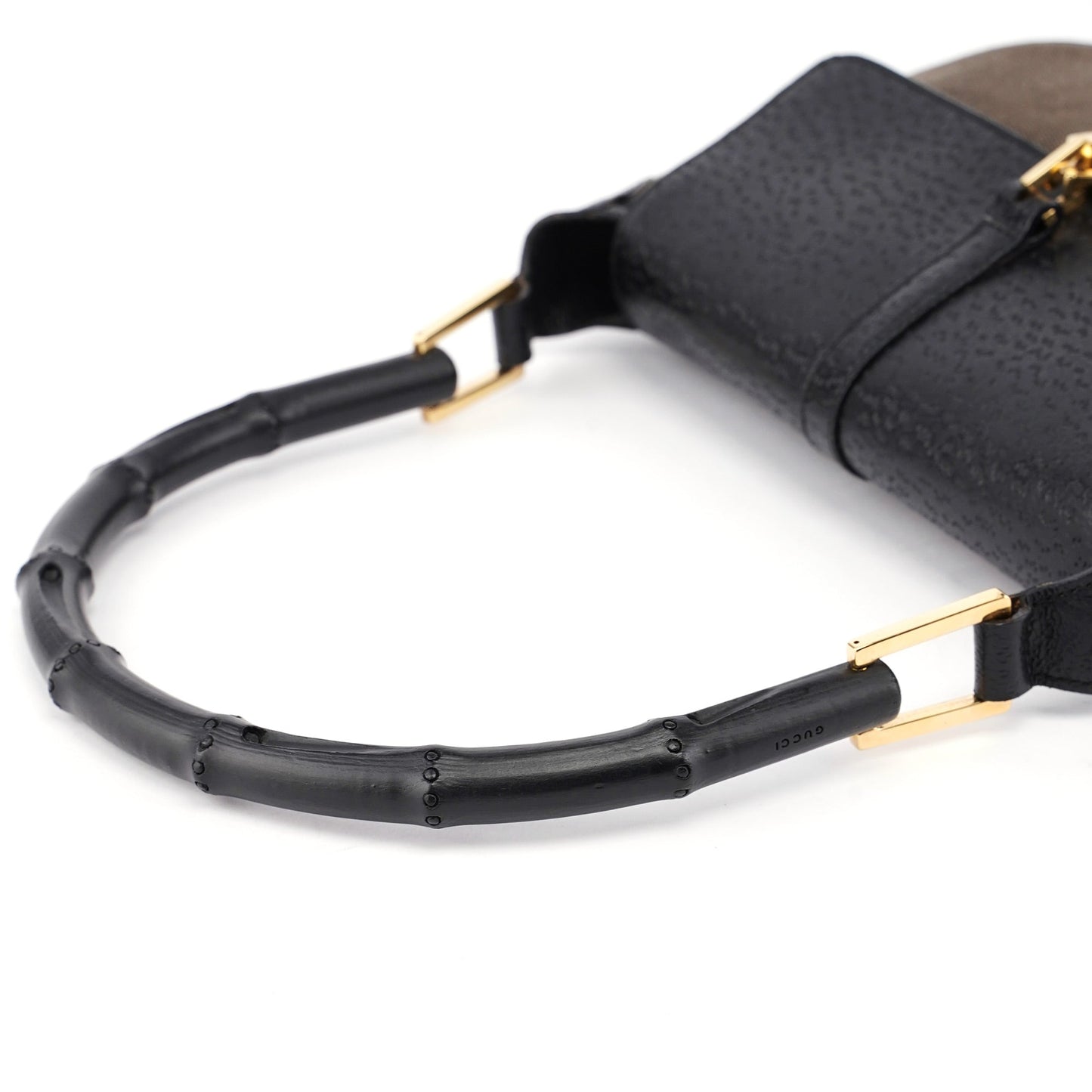 Brown Canvas Leather Jackie Bamboo Shoulder Bag