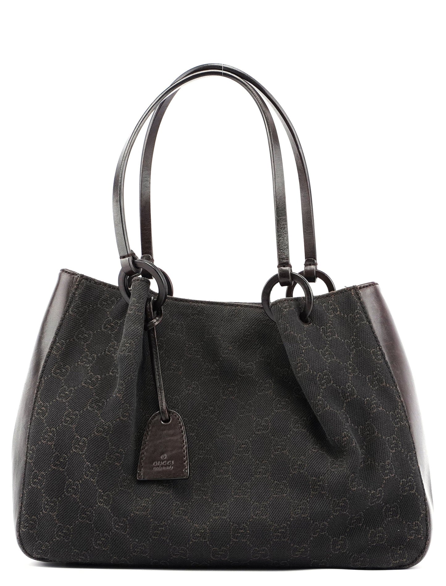 Brown GG Canvas Leather Tote Bag