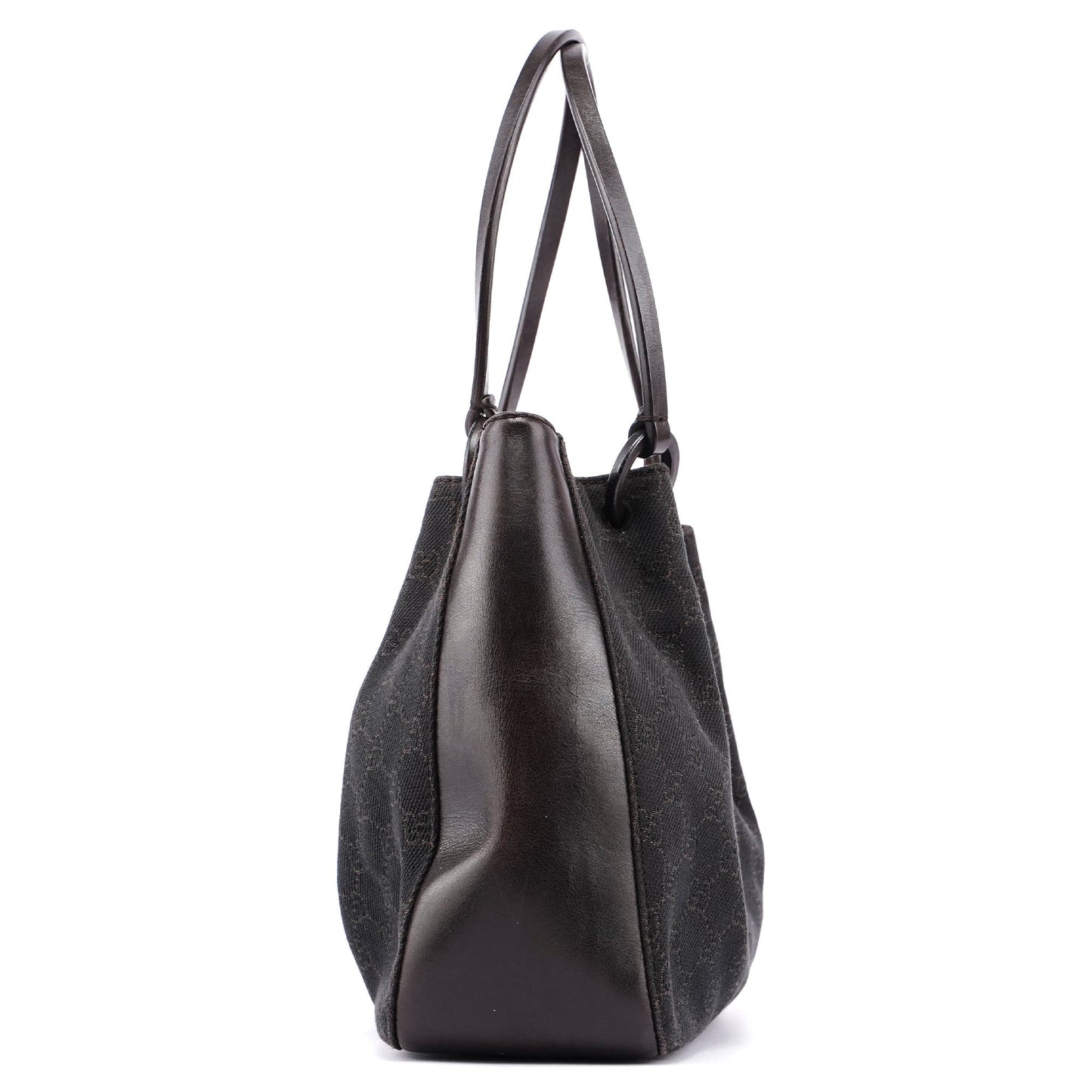 Brown GG Canvas Leather Tote Bag