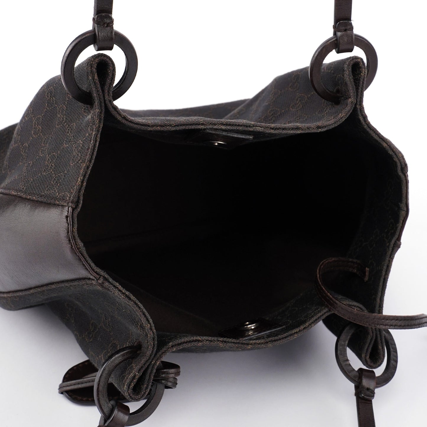 Brown GG Canvas Leather Tote Bag