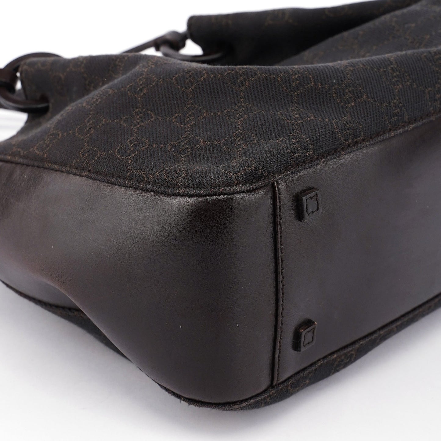 Brown GG Canvas Leather Tote Bag