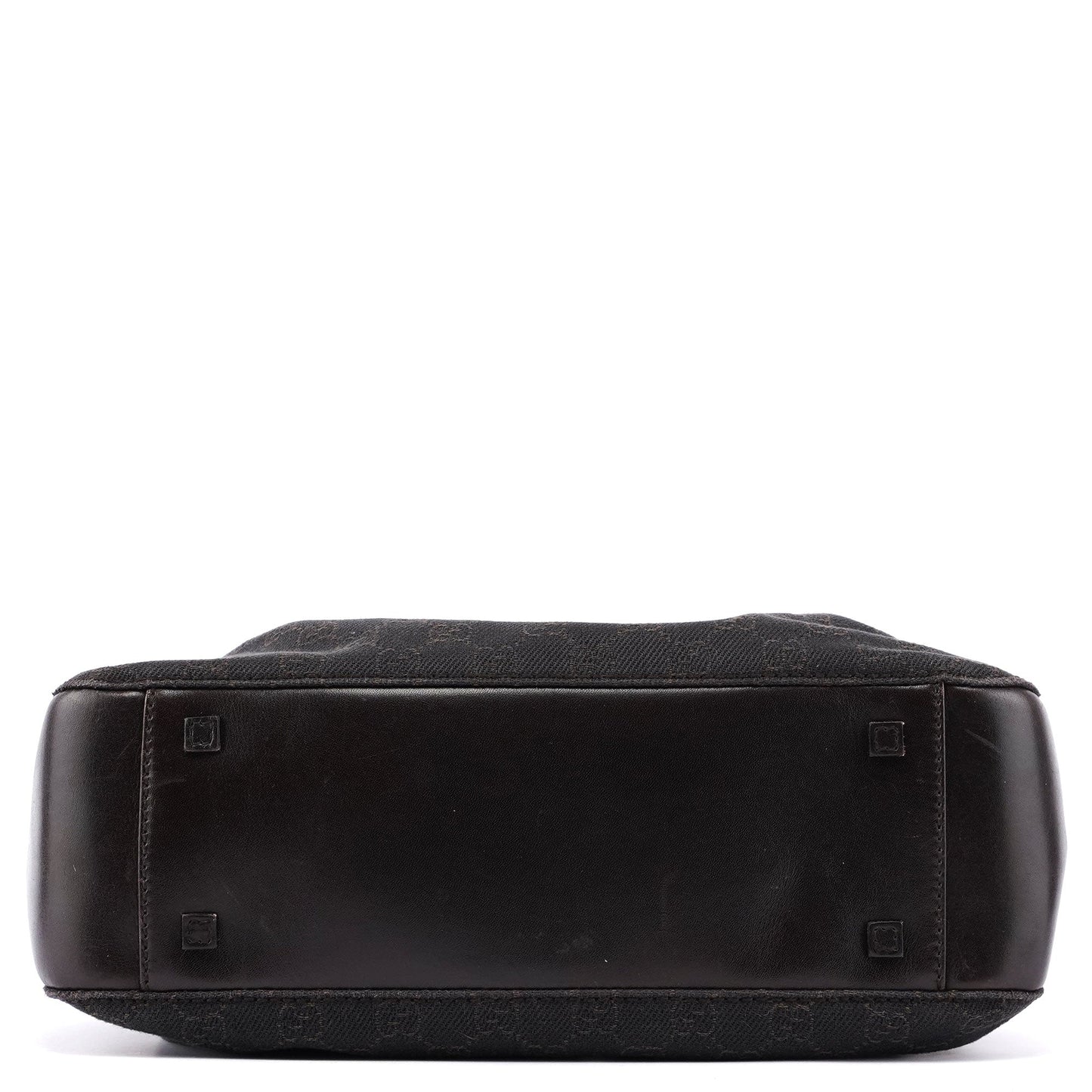 Brown GG Canvas Leather Tote Bag