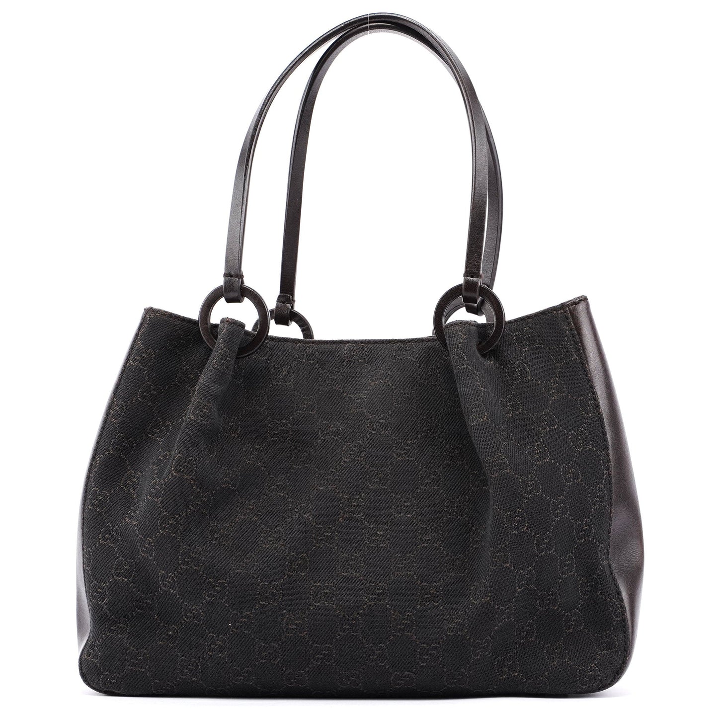 Brown GG Canvas Leather Tote Bag