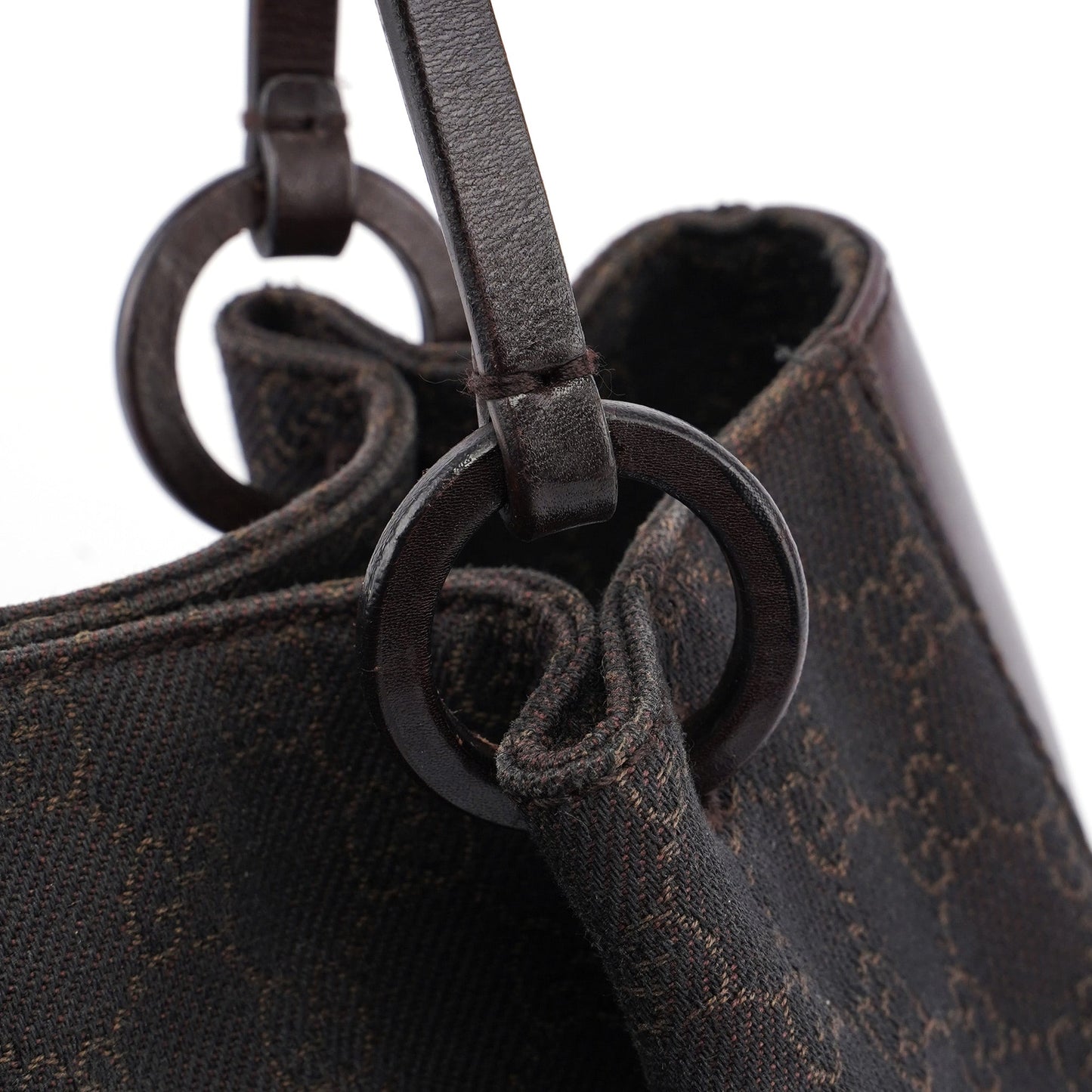 Brown GG Canvas Leather Tote Bag