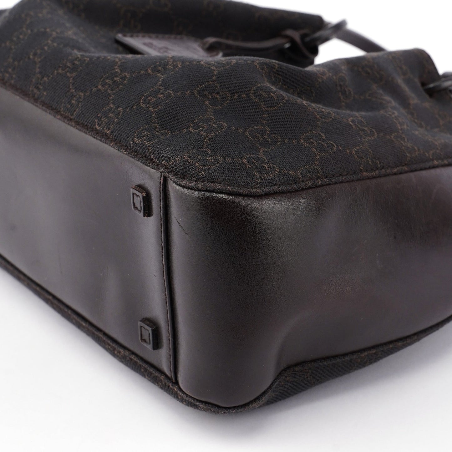 Brown GG Canvas Leather Tote Bag