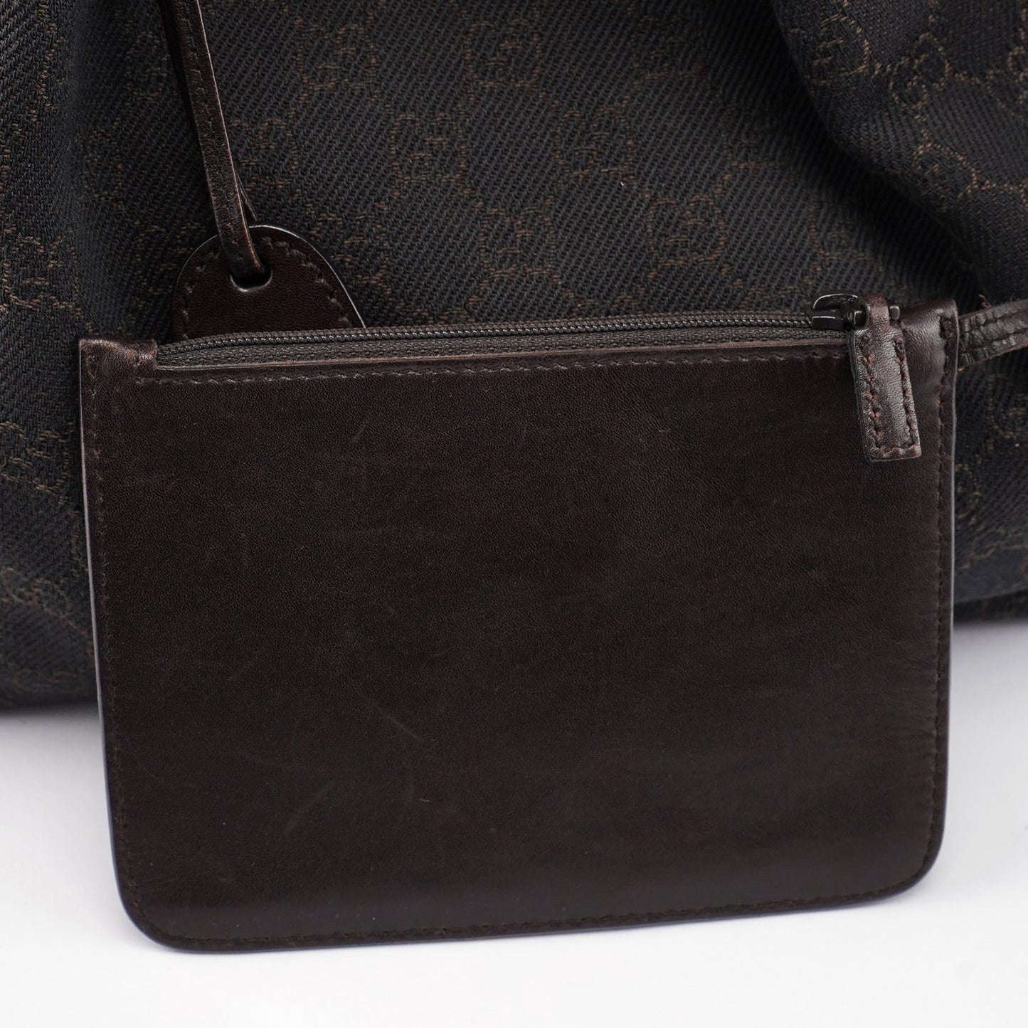 Brown GG Canvas Leather Tote Bag