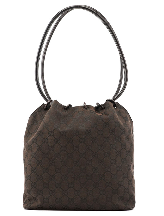 Brown GG Drawstring Shoulder Bag