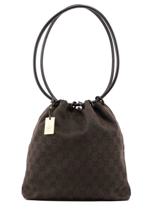 Brown GG Drawstring Shoulder Bag