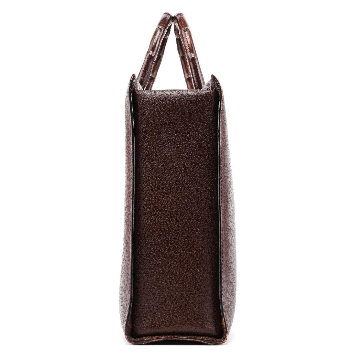 Brown Leather Bamboo 2-Way Tote