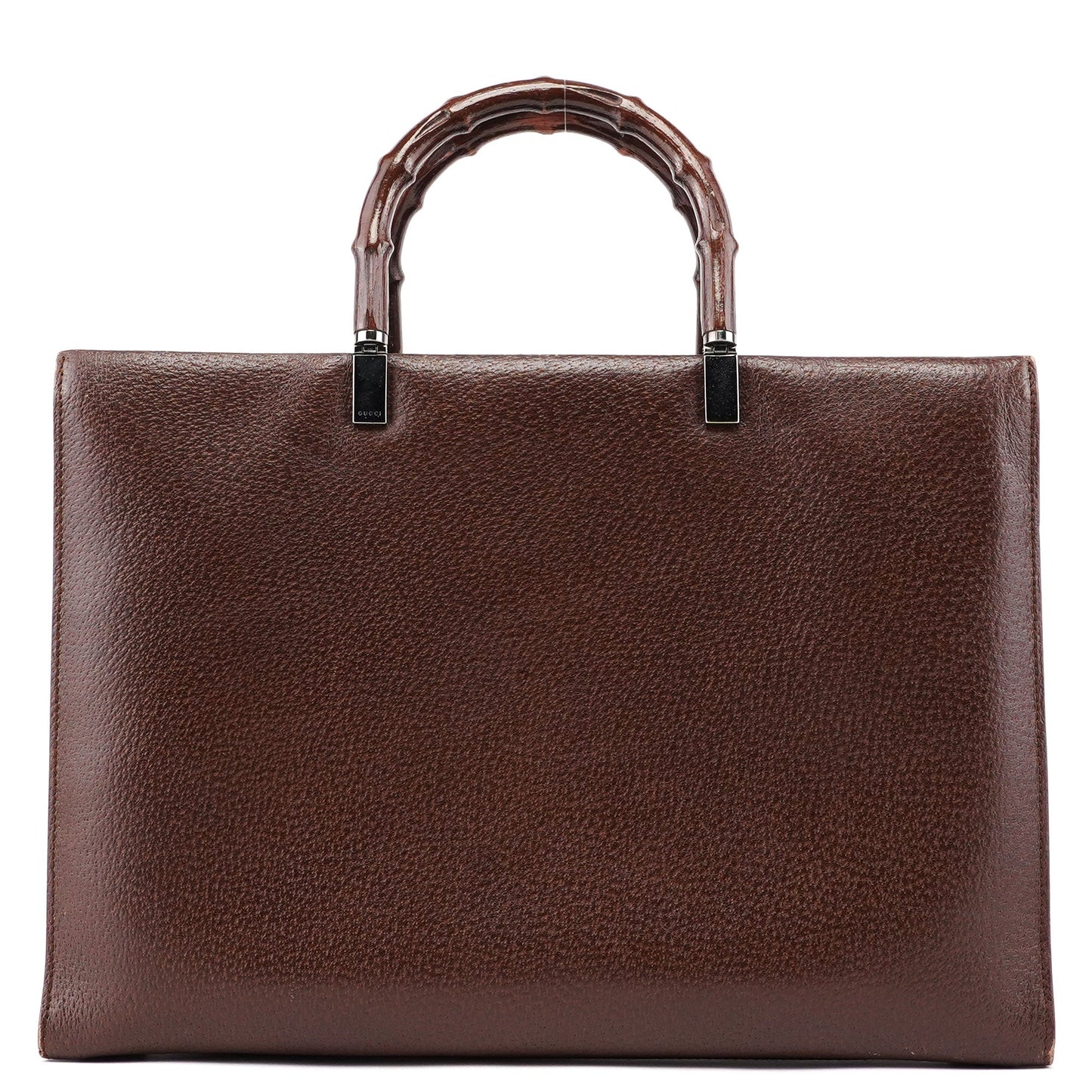 Brown Leather Bamboo 2-Way Tote