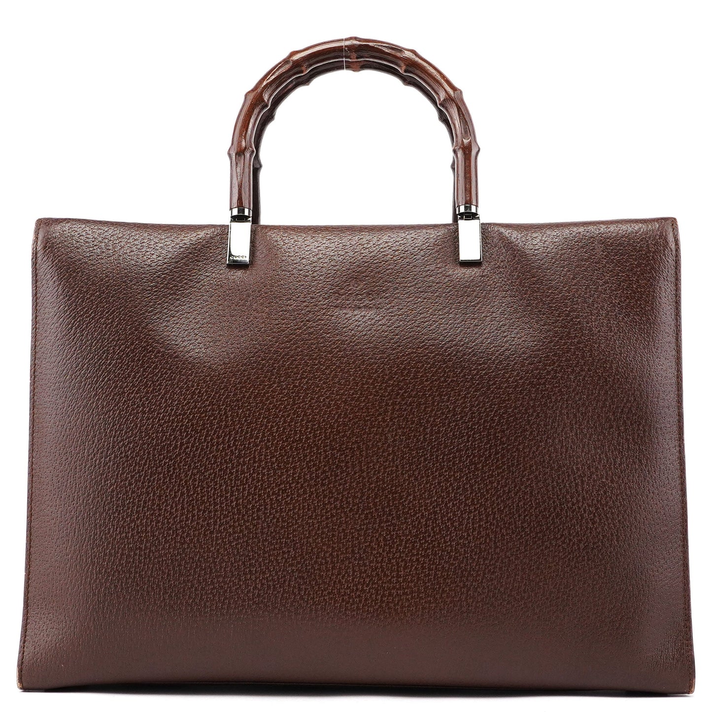 Brown Leather Bamboo 2-Way Tote