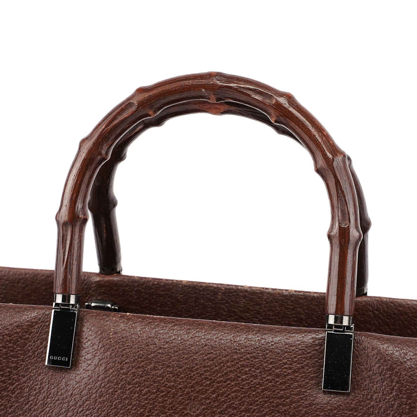 Brown Leather Bamboo 2-Way Tote