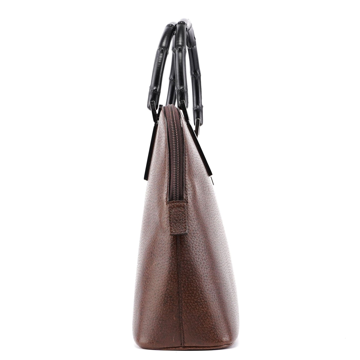 Brown Leather Bamboo 2-Way Tote