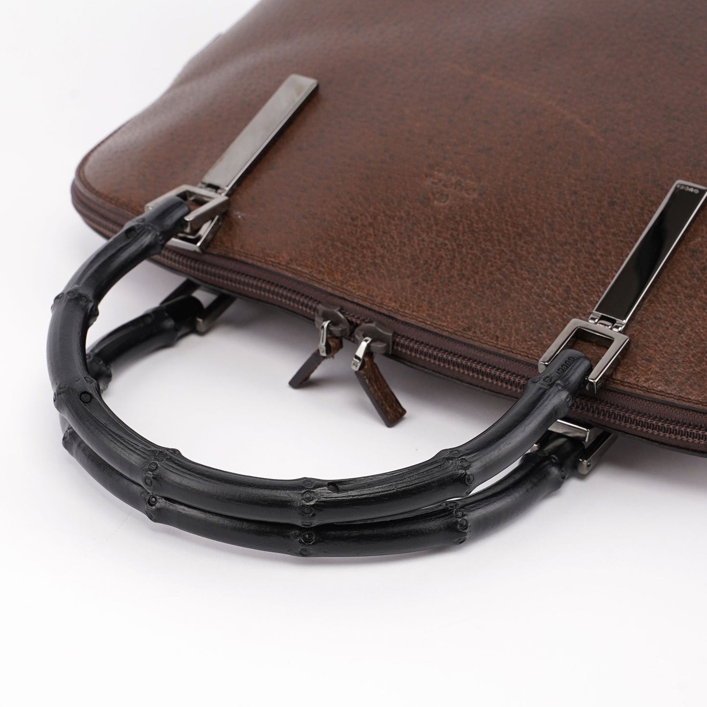 Brown Leather Bamboo 2-Way Tote