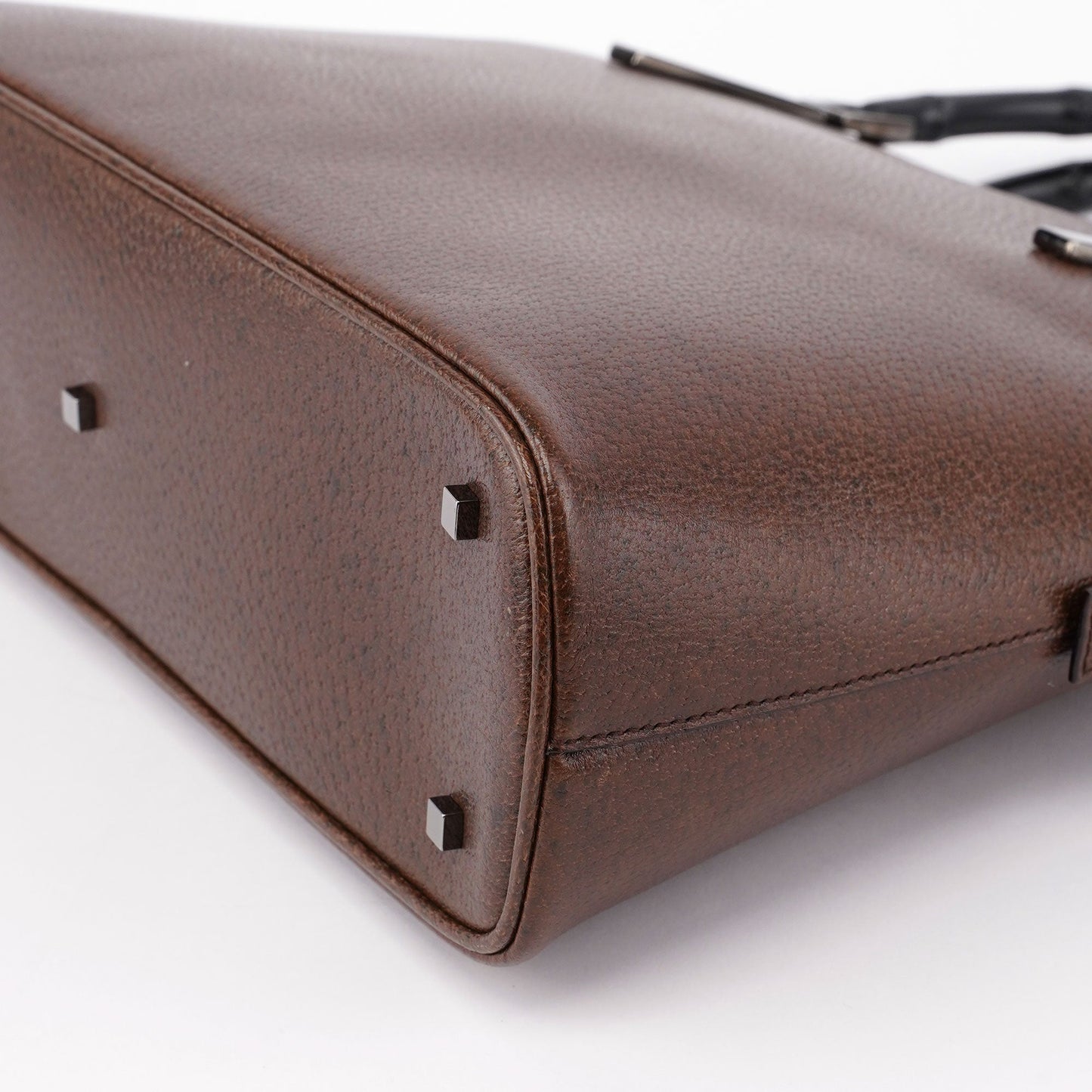 Brown Leather Bamboo 2-Way Tote