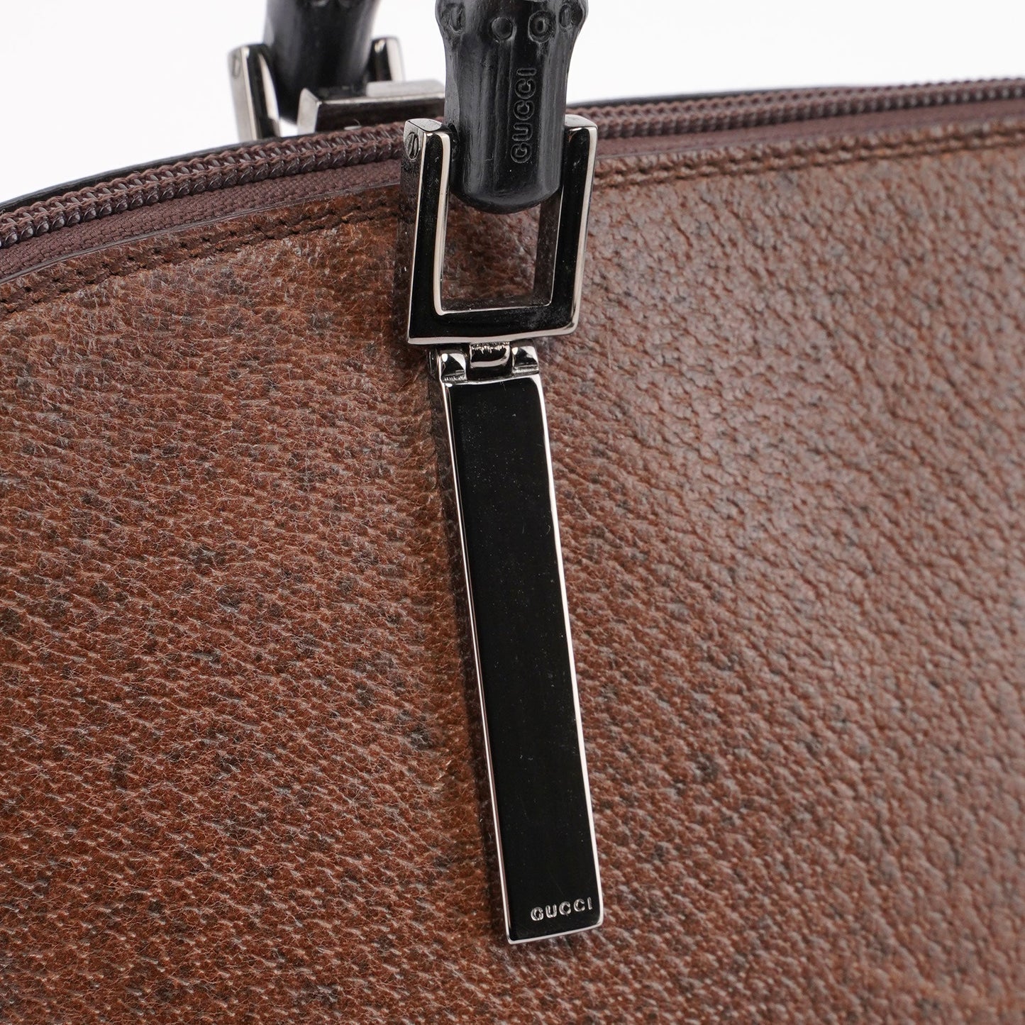 Brown Leather Bamboo 2-Way Tote