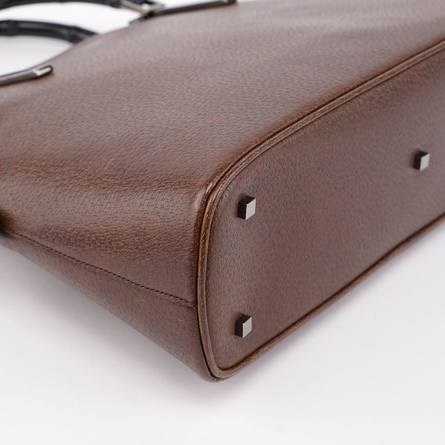 Brown Leather Bamboo 2-Way Tote