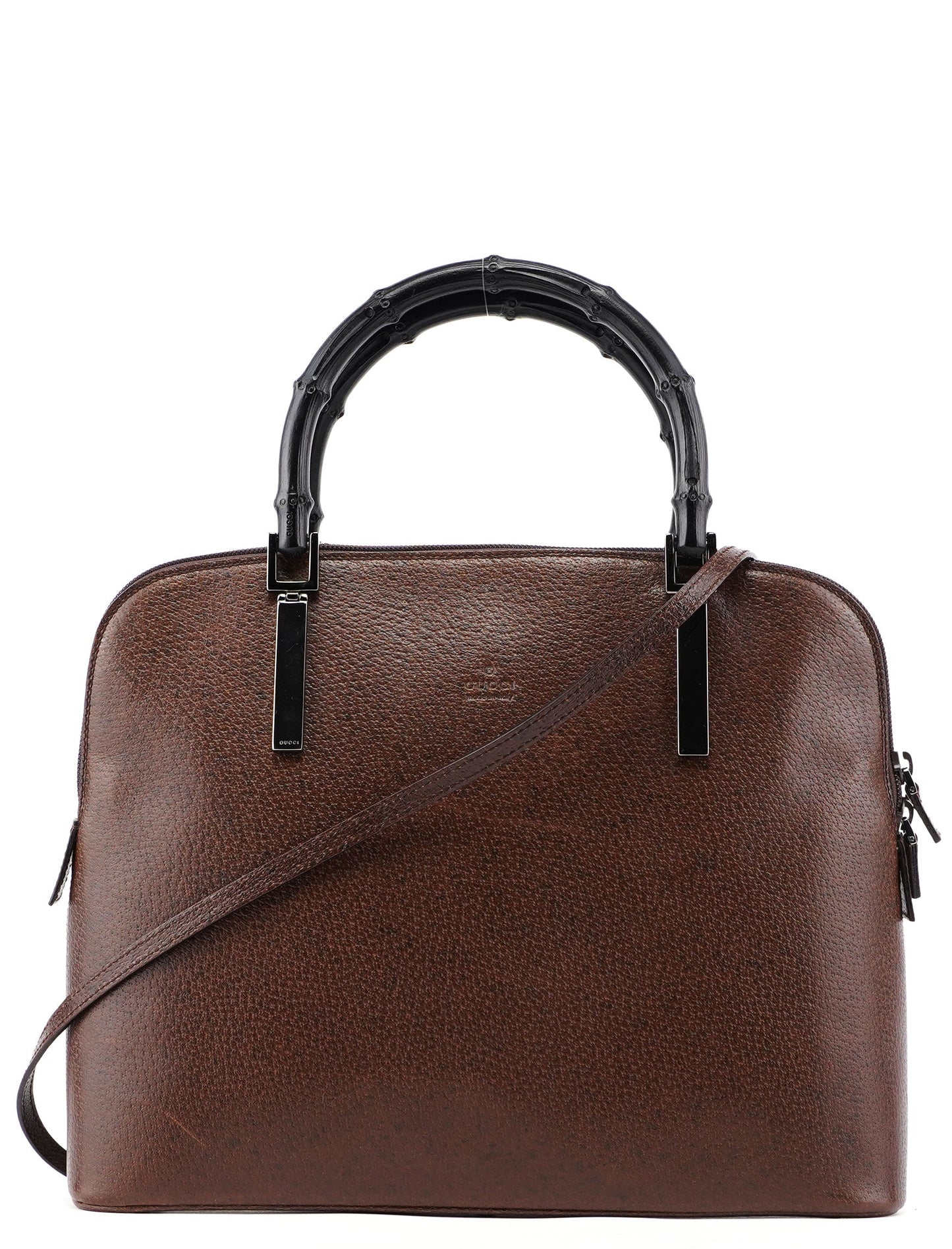 Brown Leather Bamboo 2-Way Tote