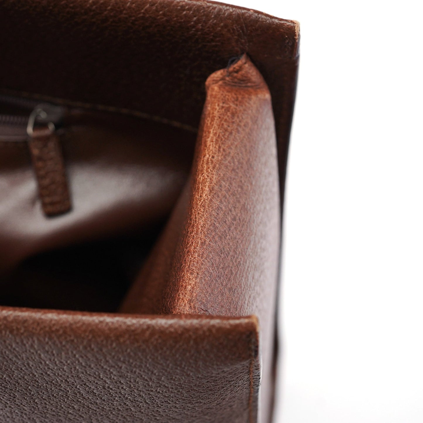 Brown Leather Bamboo 2-Way Tote Bag