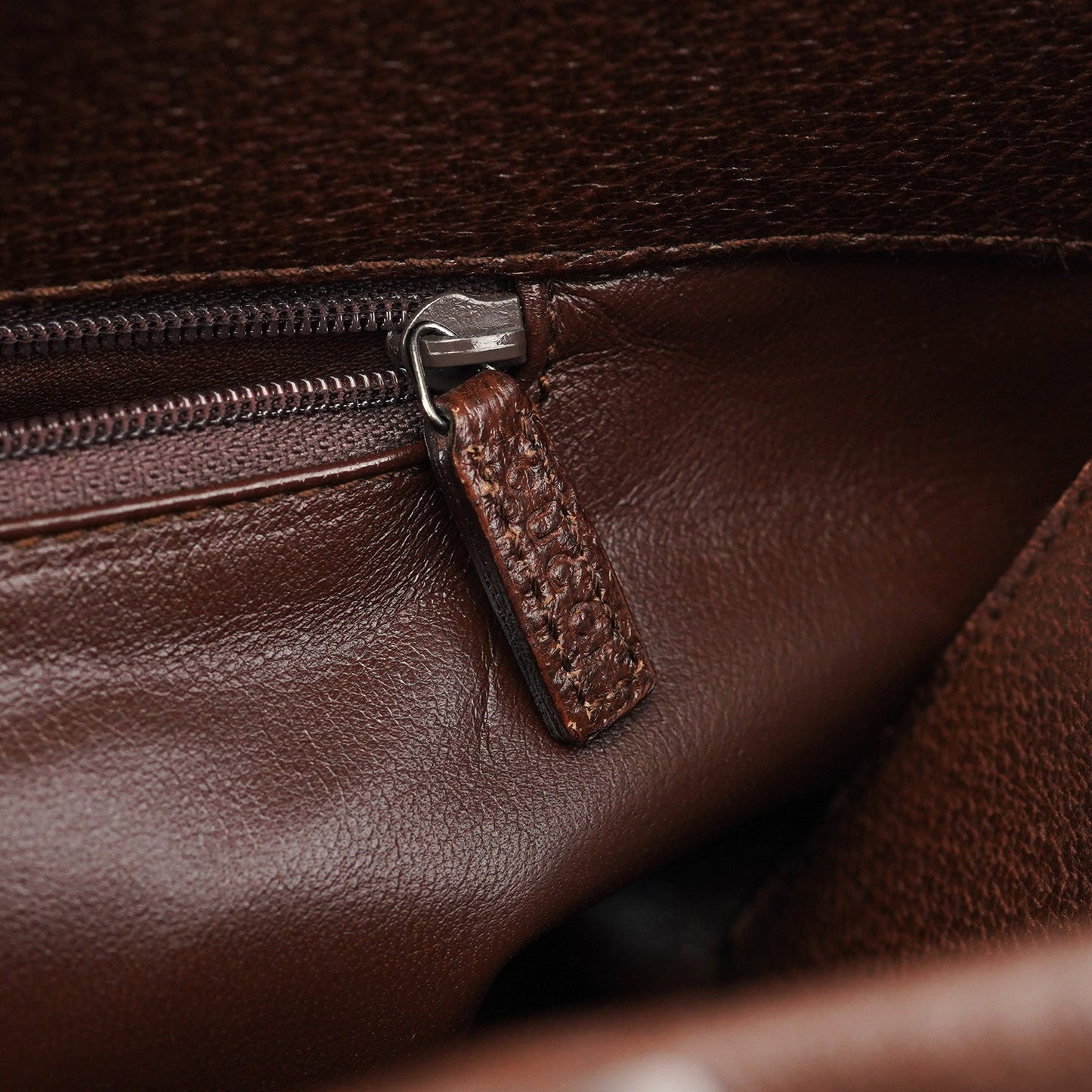 Brown Leather Bamboo 2-Way Tote Bag