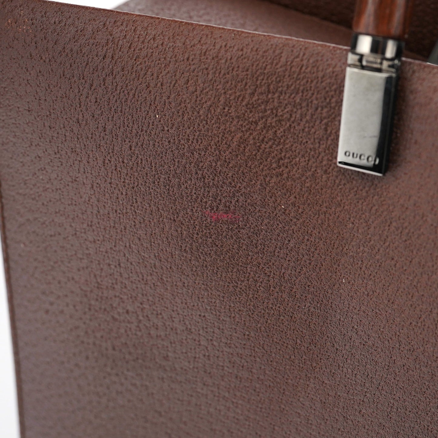 Brown Leather Bamboo 2-Way Tote Bag