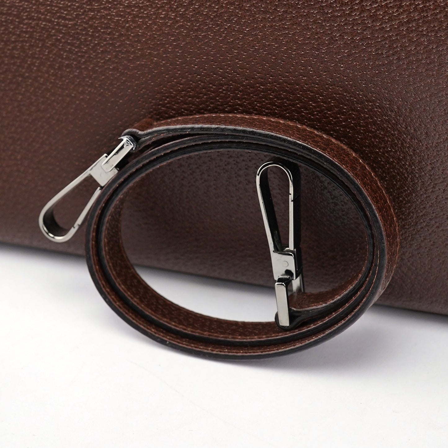 Brown Leather Bamboo 2-Way Tote Bag