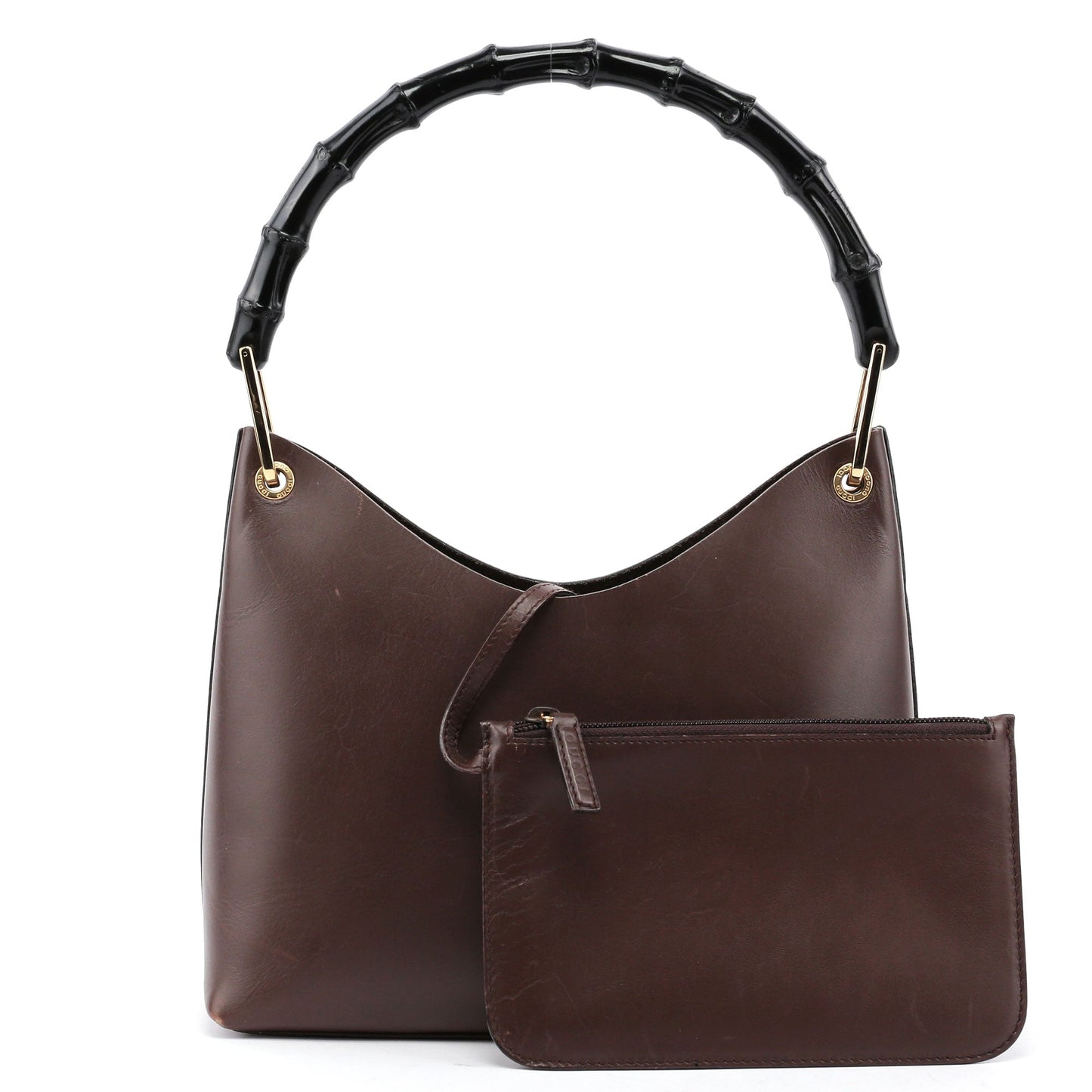 Brown Leather Bamboo Hobo Bag