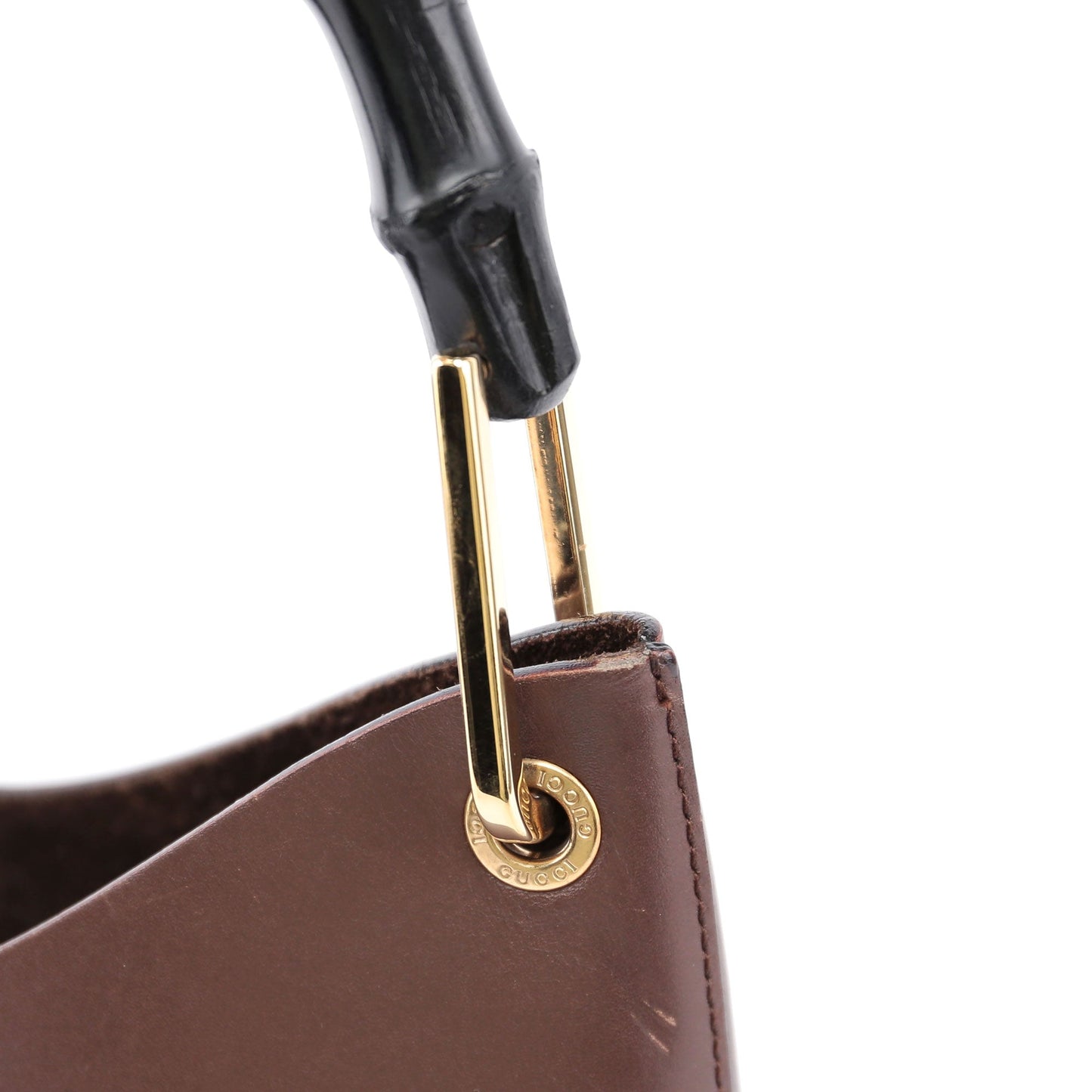 Brown Leather Bamboo Hobo Bag