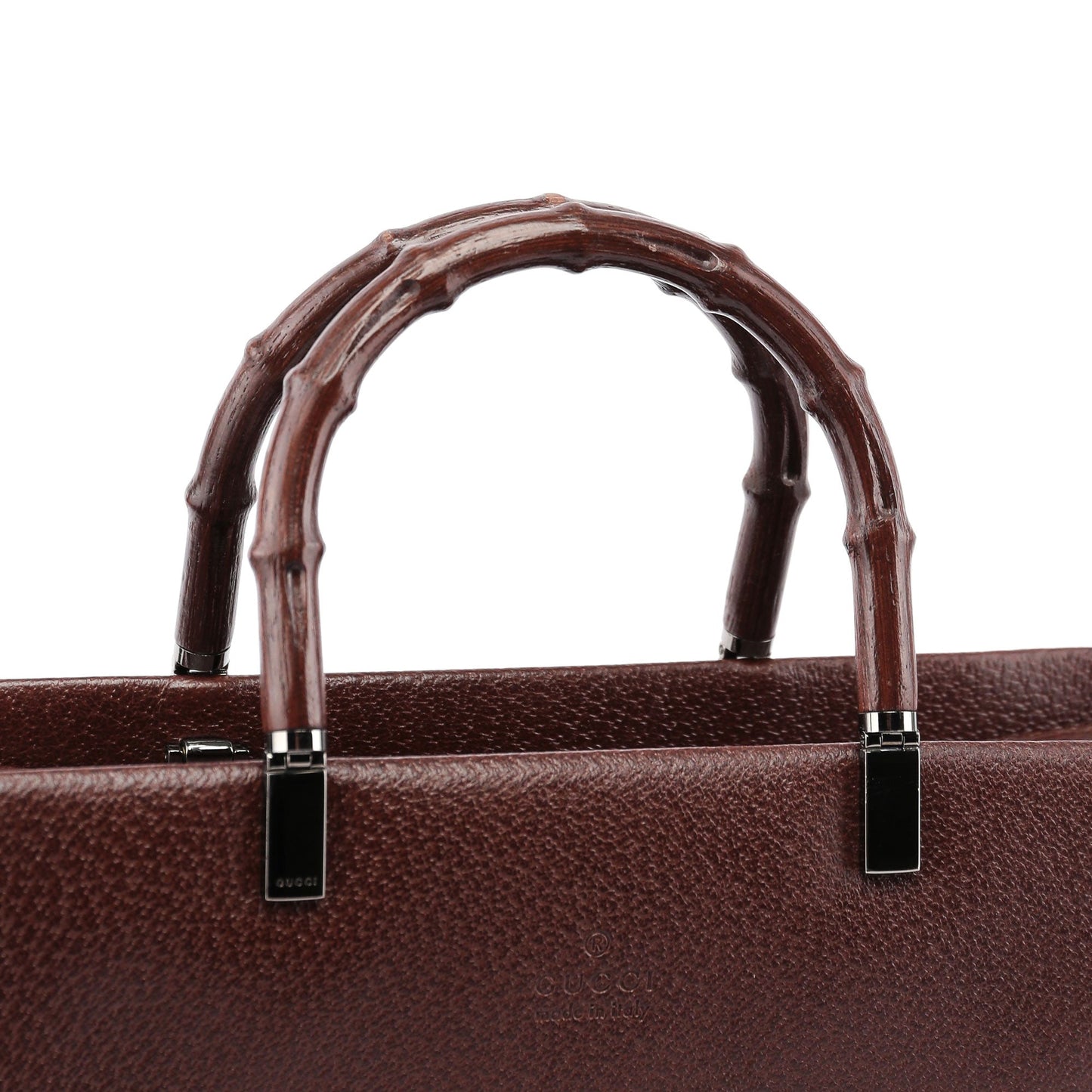 Brown Leather Bamboo Tote