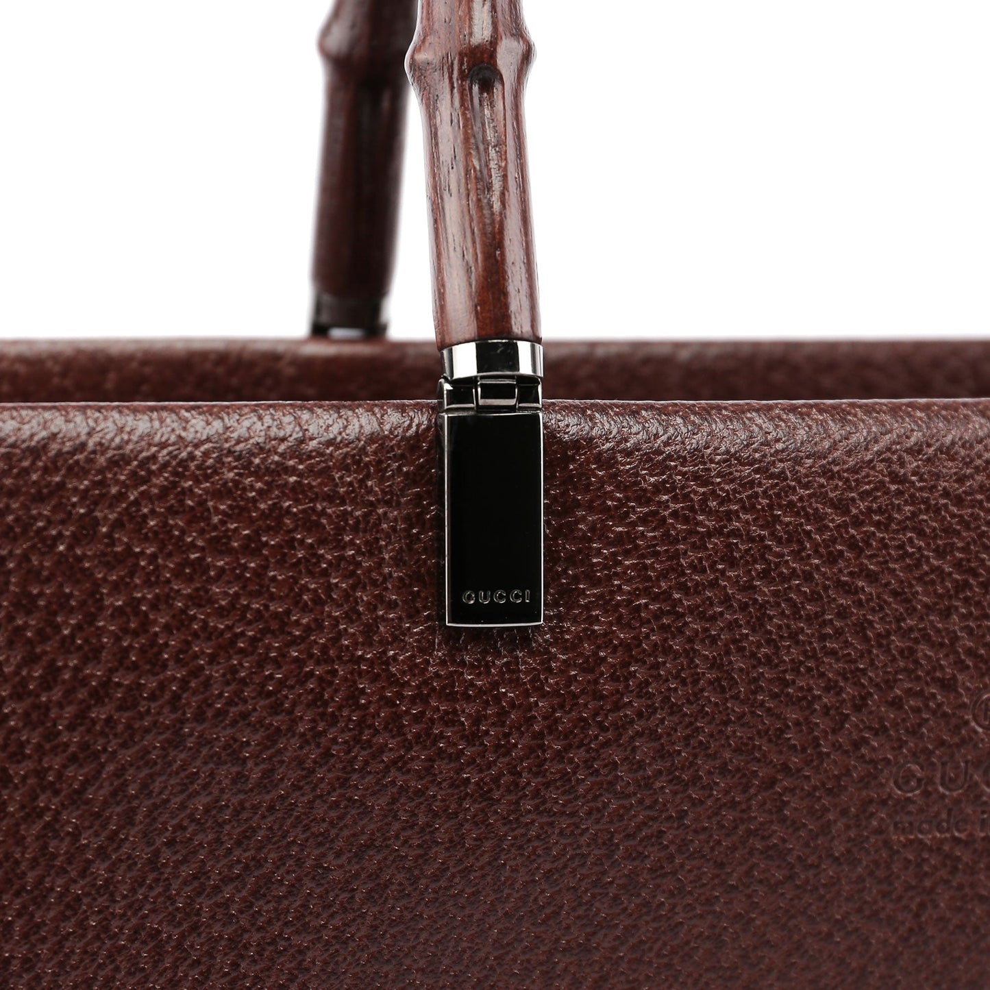 Brown Leather Bamboo Tote