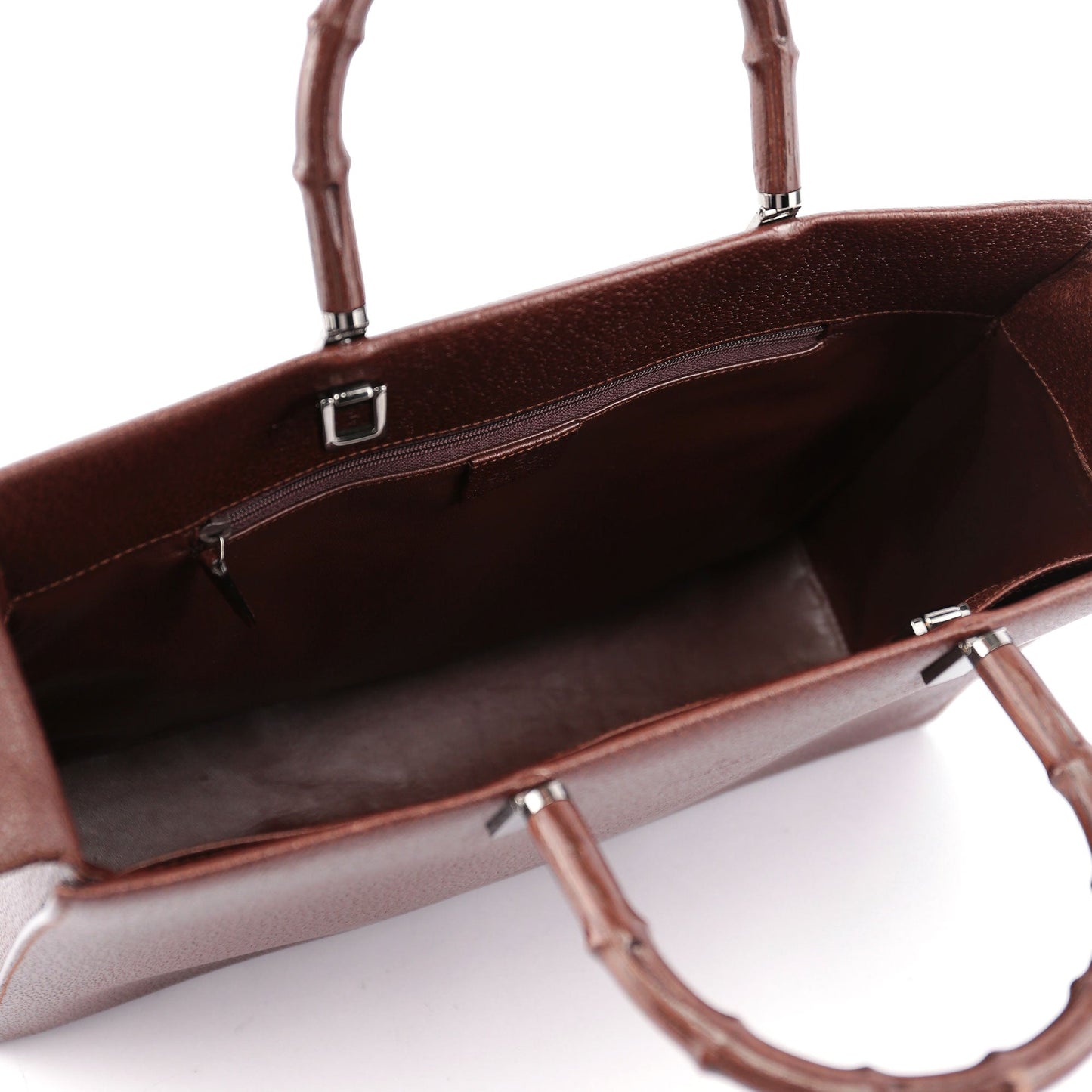 Brown Leather Bamboo Tote