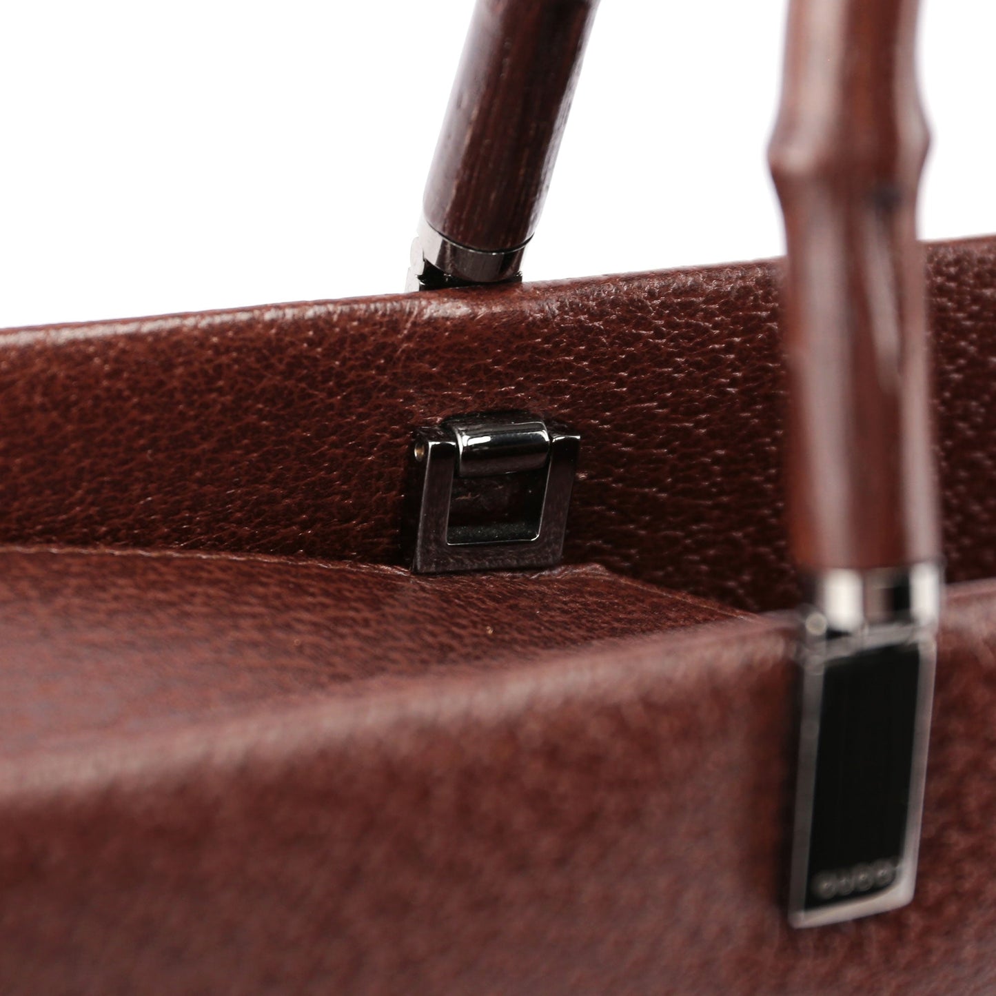Brown Leather Bamboo Tote
