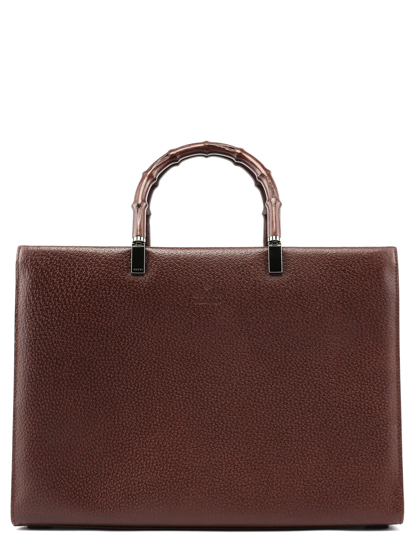 Brown Leather Bamboo Tote