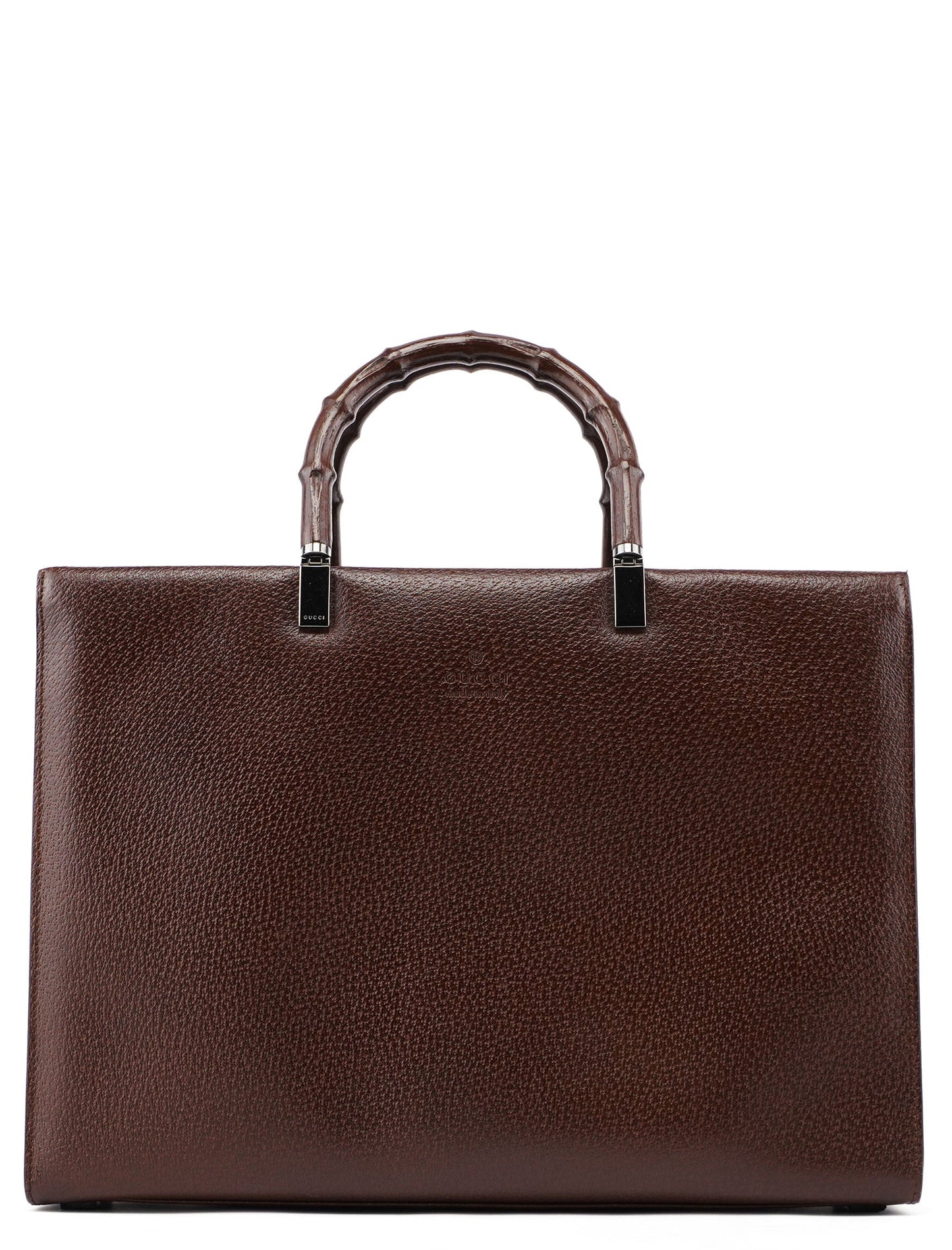 Brown Leather Bamboo Tote