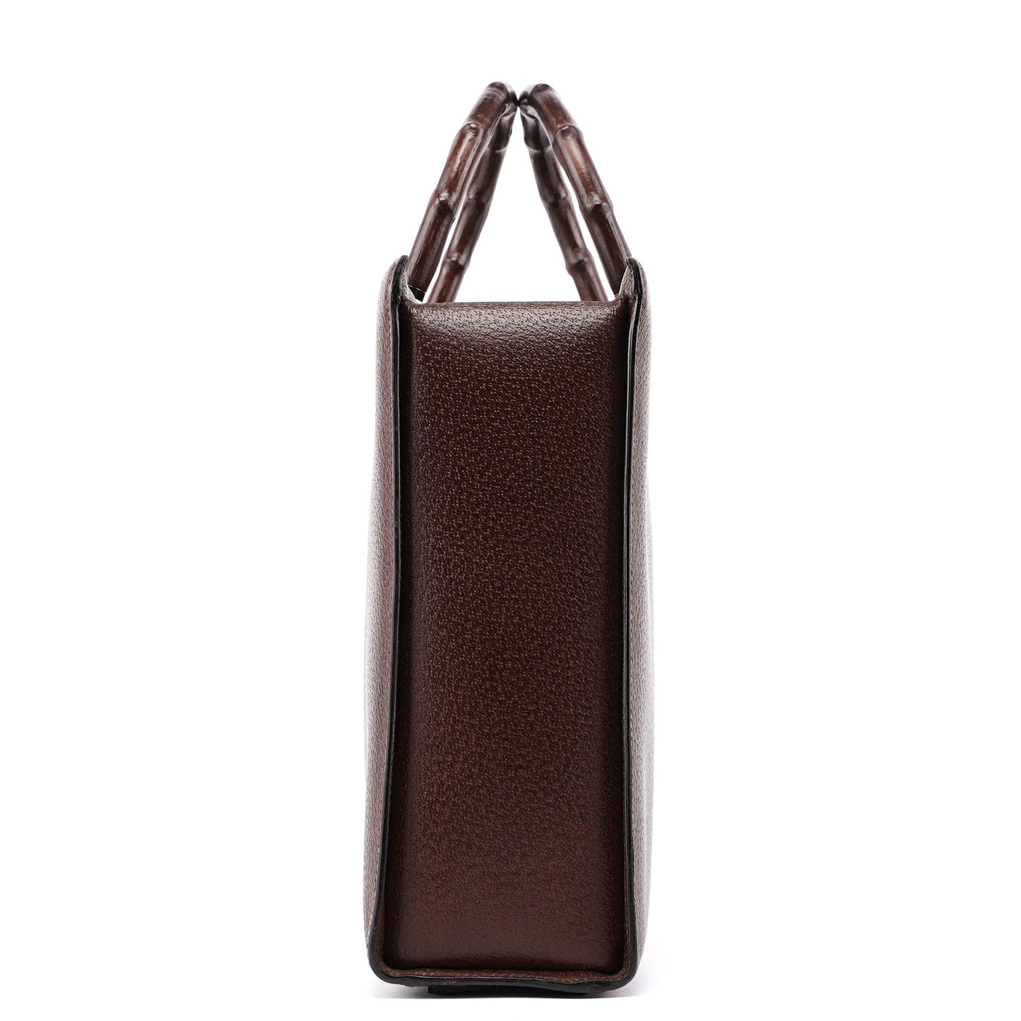 Brown Leather Bamboo Tote