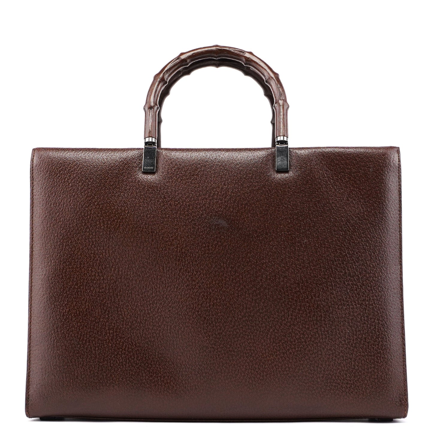 Brown Leather Bamboo Tote