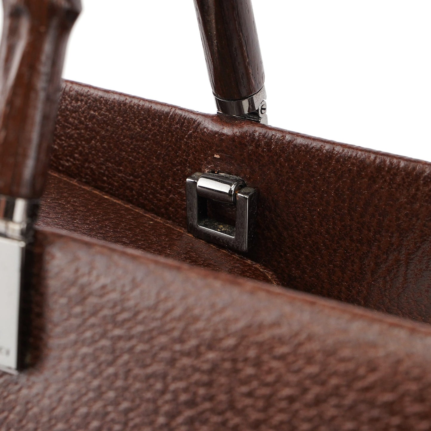 Brown Leather Bamboo Tote