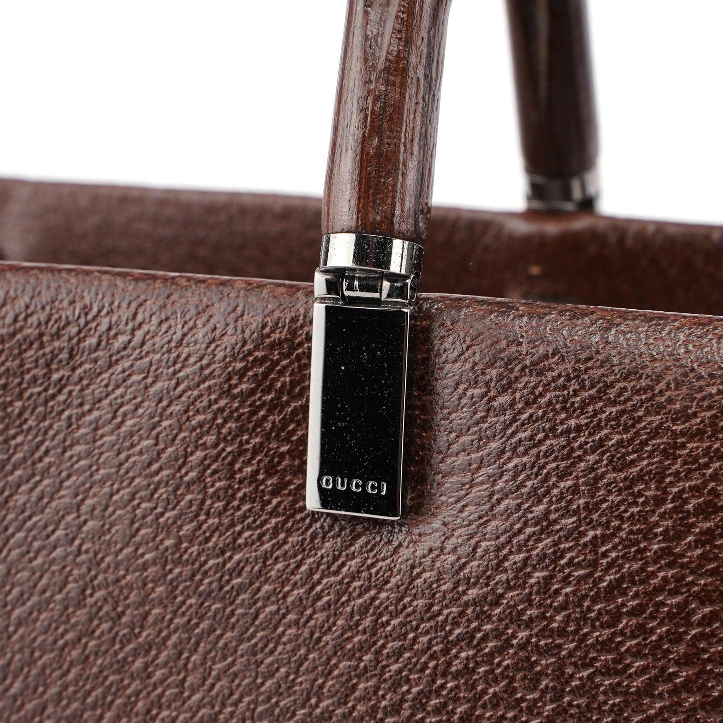 Brown Leather Bamboo Tote