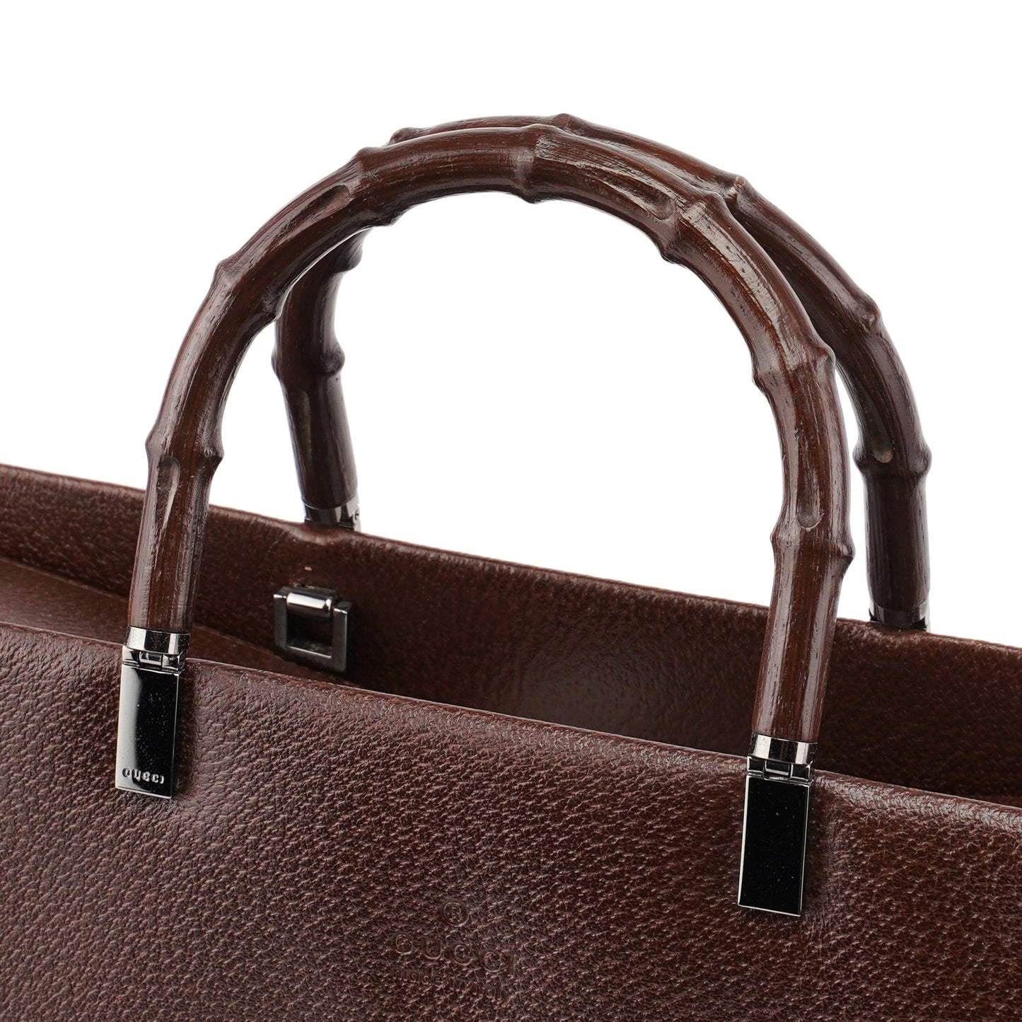 Brown Leather Bamboo Tote