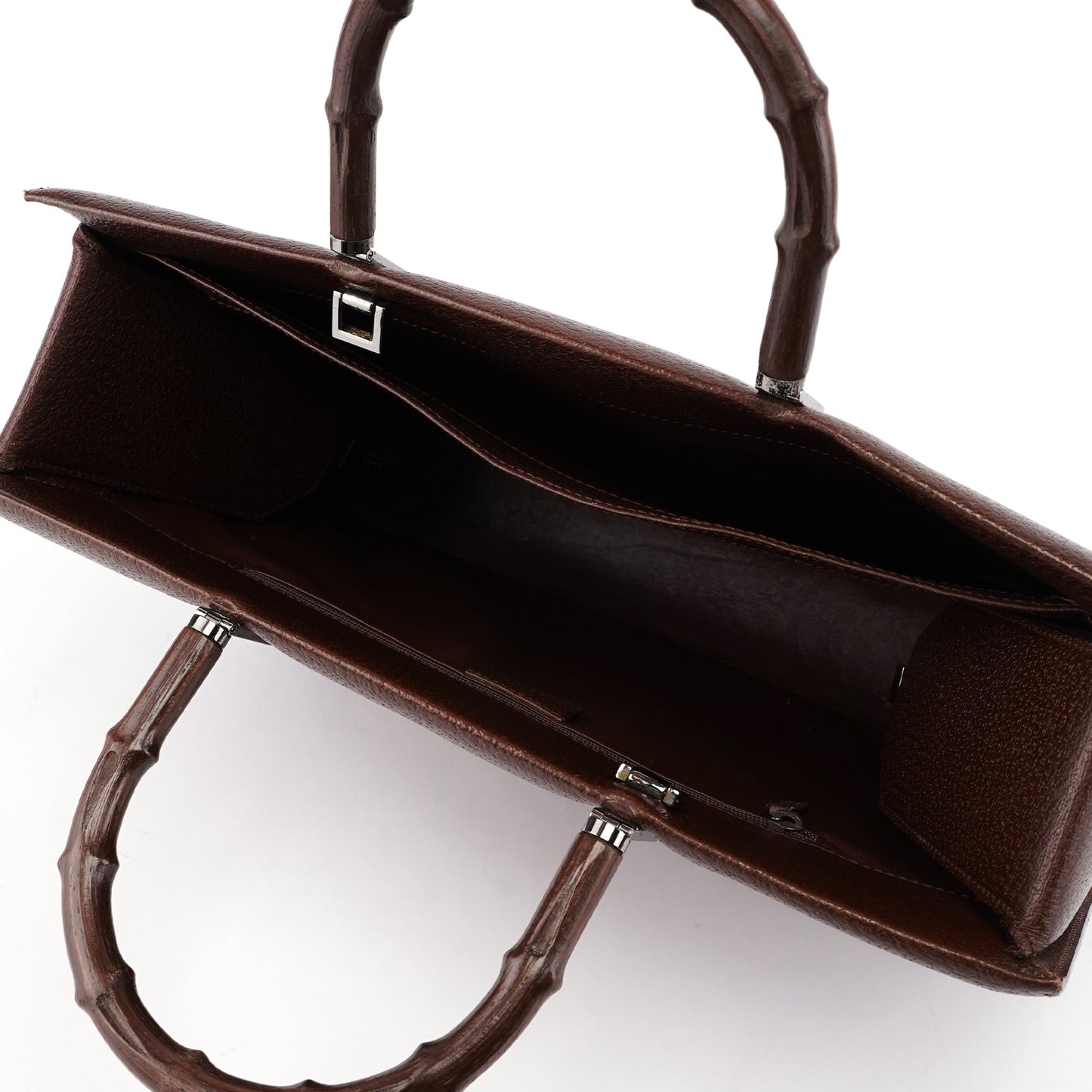 Brown Leather Bamboo Tote
