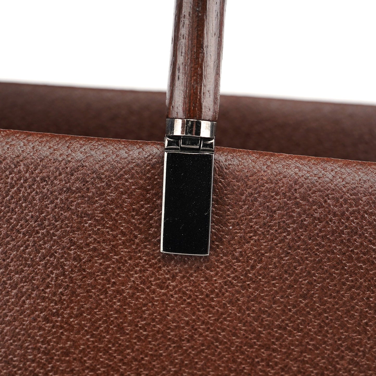 Brown Leather Bamboo Tote Bag