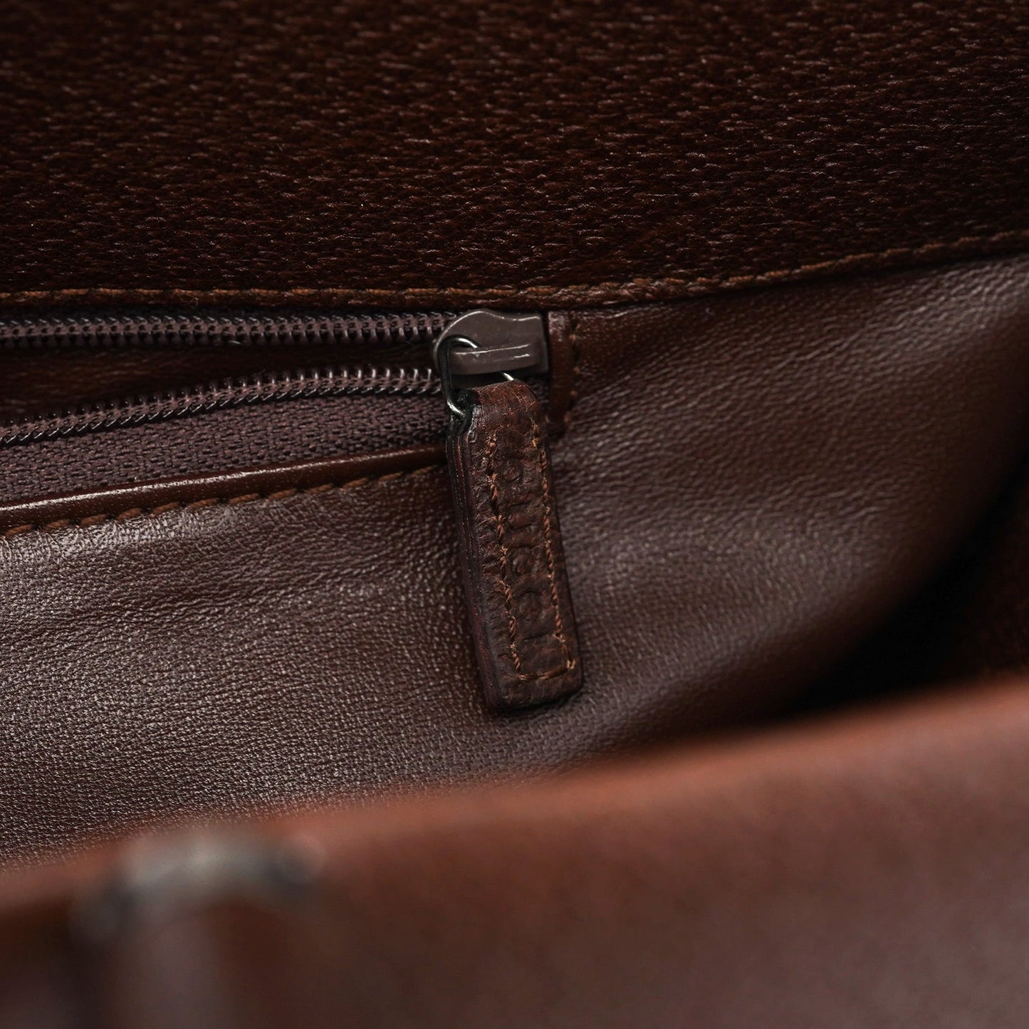 Brown Leather Bamboo Tote Bag