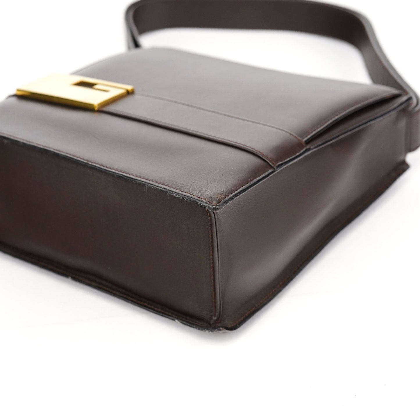 Brown Leather Square G Flap Shoulder Bag