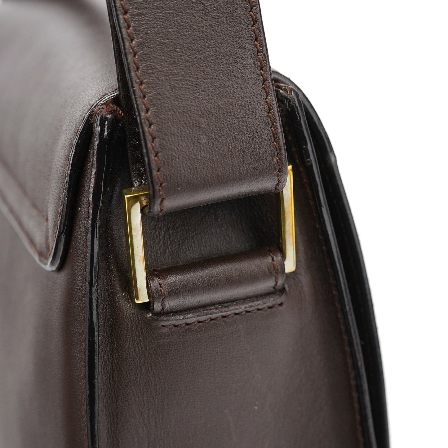 Brown Leather Square G Flap Shoulder Bag